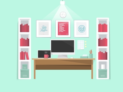 Dribbble Days / 2 / Illustration: My Office and Desk