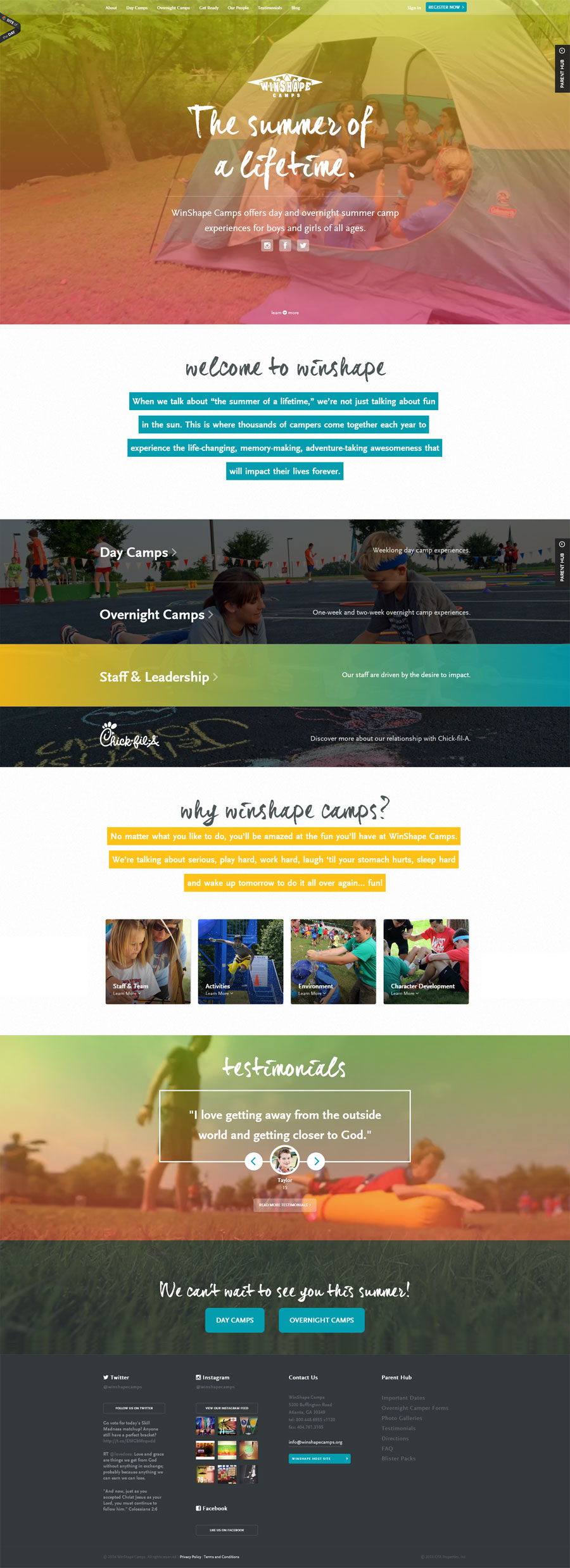 WinShape Camps - Inspiración web design