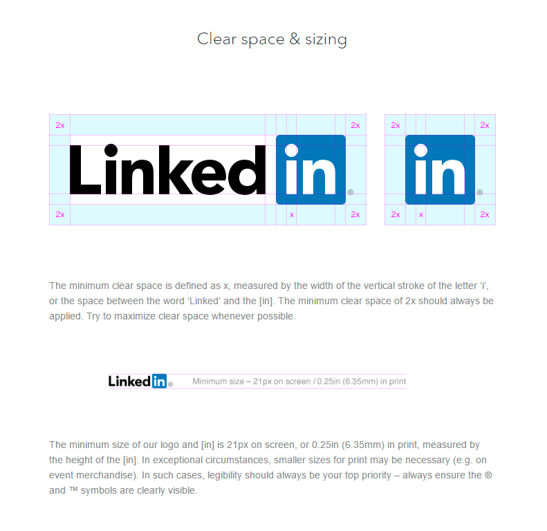 Espaciado - Identidad visual de LinkedIn