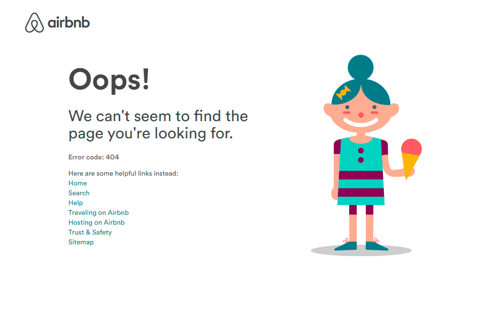 Página de error 404 de Airbnb