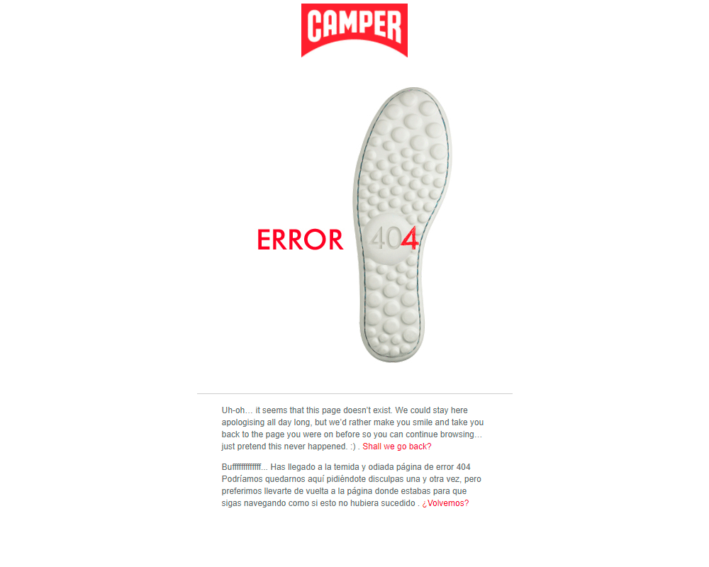 Página error 404 de Camper