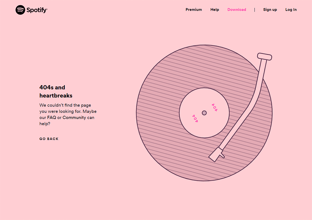Página de error 404 de Spotify