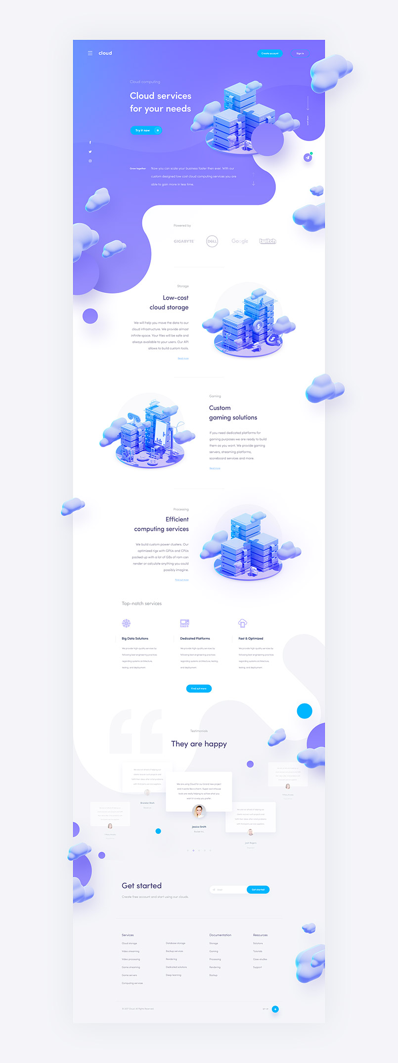 Cloud services homepage by Bacia