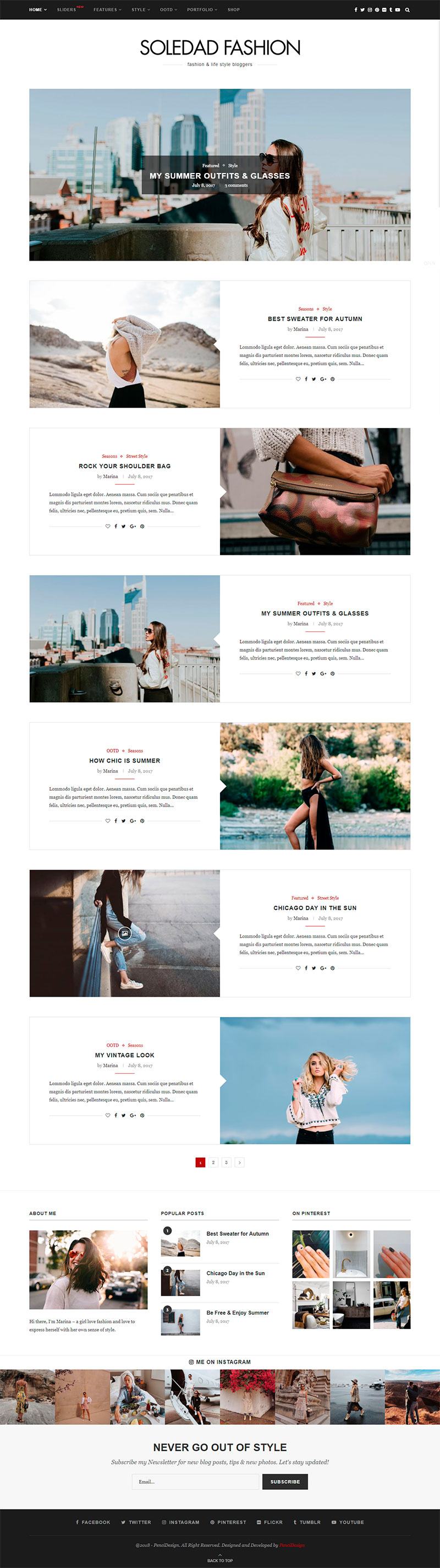 Soledad tema WordPress para blogs de moda y revistas de moda
