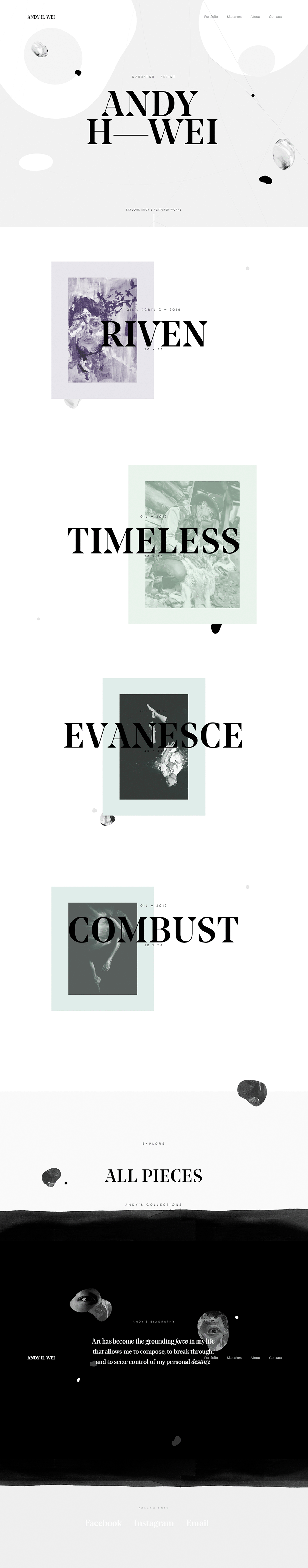 Web de Andy H. Wei - andyweiart.com | 10 webs con títulos extremadamente grandes que funcionan