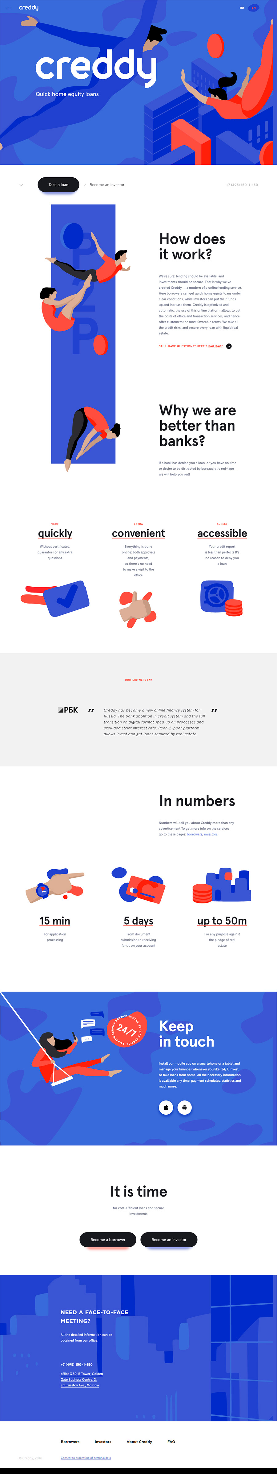 Web Creddy - en.creddy.ru | 10 webs con títulos extremadamente grandes que funcionan