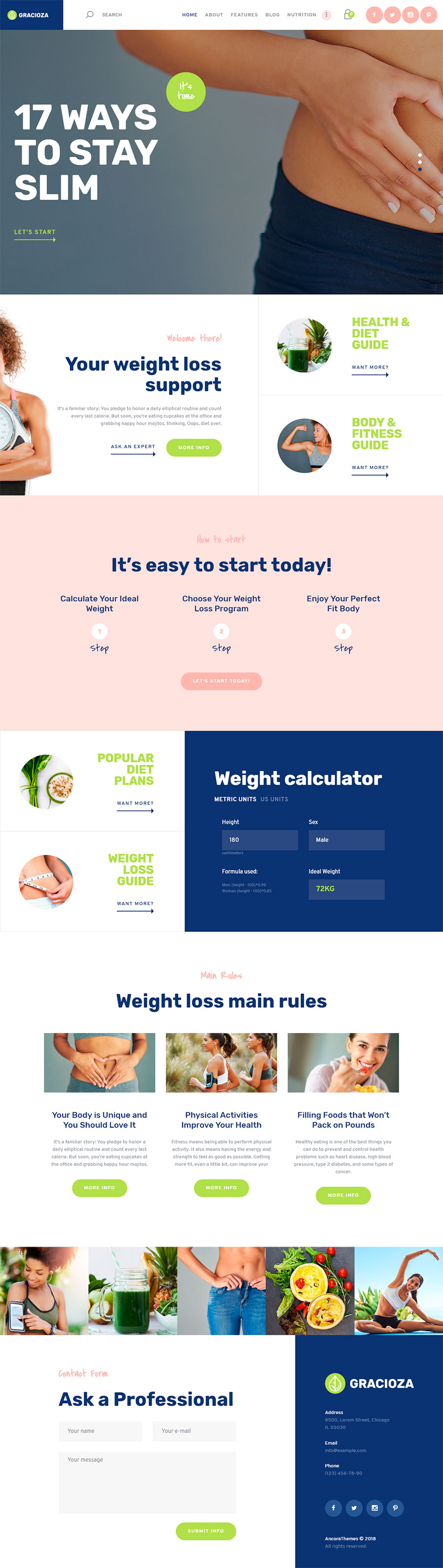 Gracioza | Weight Loss Blog WordPress Theme