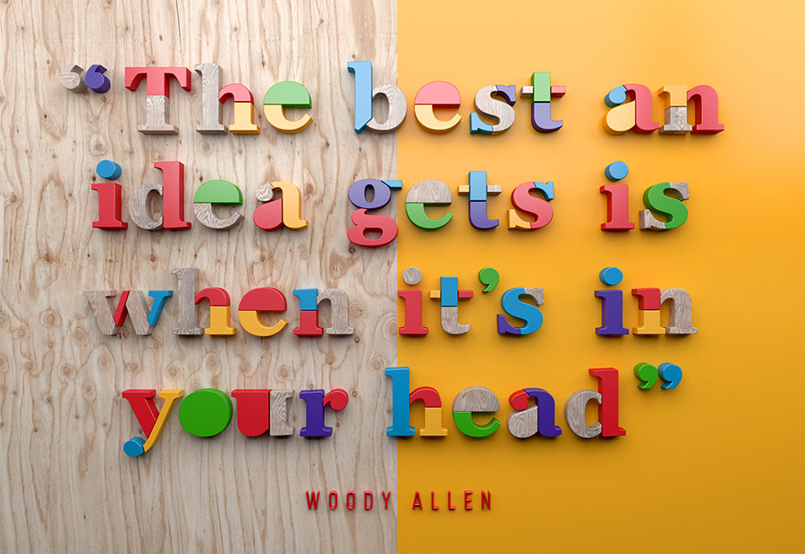 "The best an idea gets is when it's in your head by Woody Allen" by Muokkaa | 10 consejos para crear imágenes con citas | mlmonferrer.es