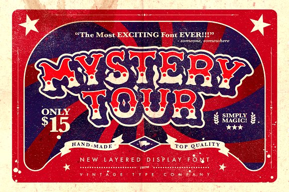 Fuentes inspiradas en el ciroc | Mystery Tour Display Font | MlMonferrer