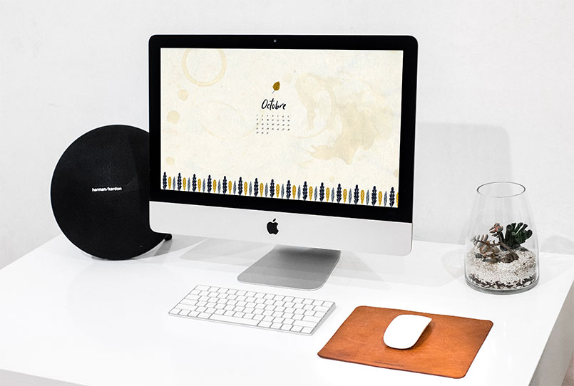 Wallpaper gratuito con calendario de octubre de 2018